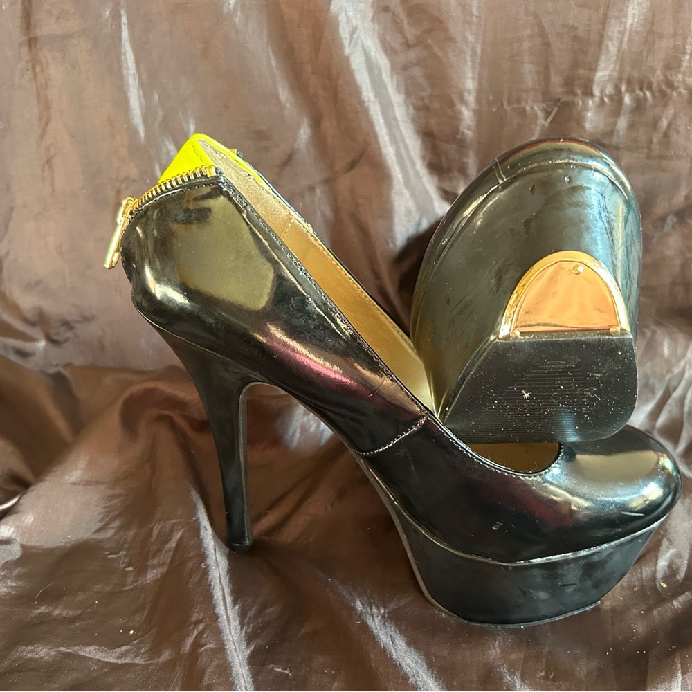 Charlotte Russe Shiny Black Platform Heels
